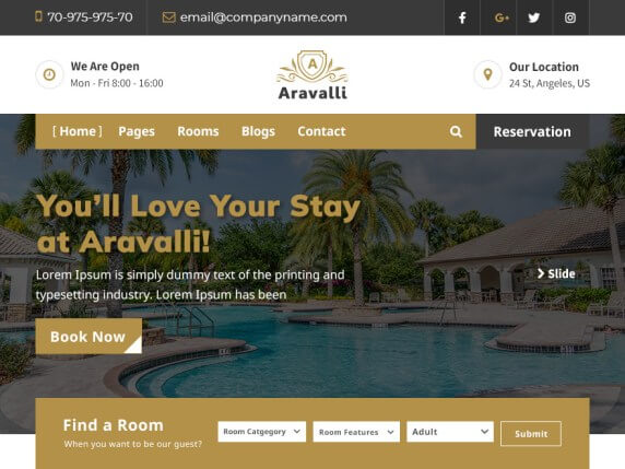 Aravalli Best free hotel WordPress themes 
