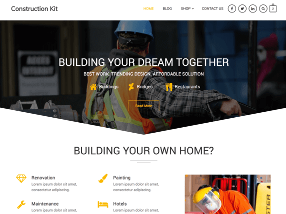 Construction Kit Best free construction WordPress themes