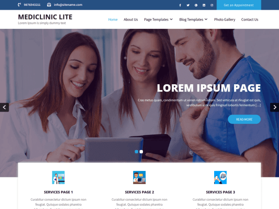 Mediclinic Lite free hospital WordPress theme