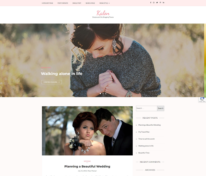 Kalon free wedding themes for WordPress