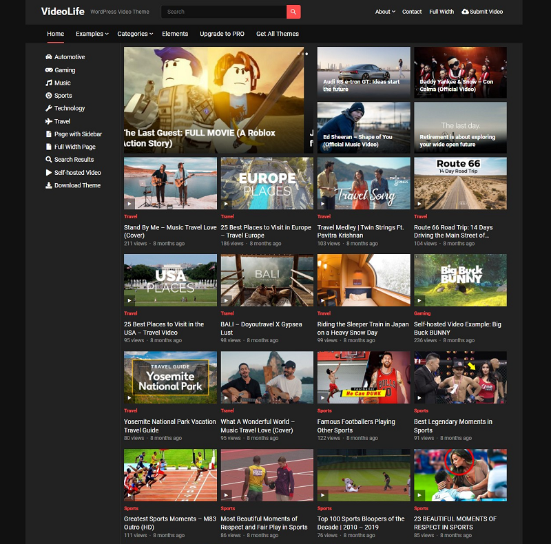 VideoLife best free WordPress video themes