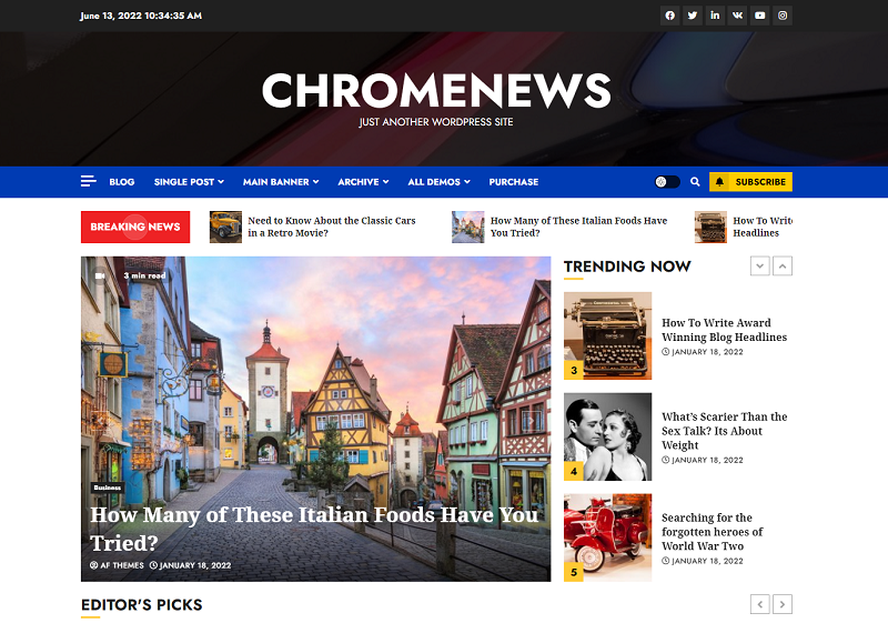 ChromeNews free WordPress theme