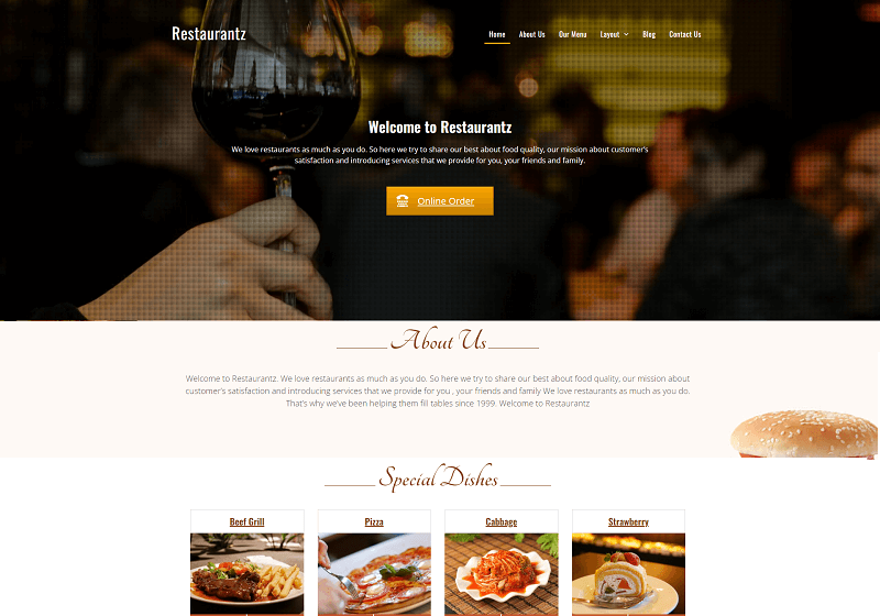 Restaurantz free WordPress Theme