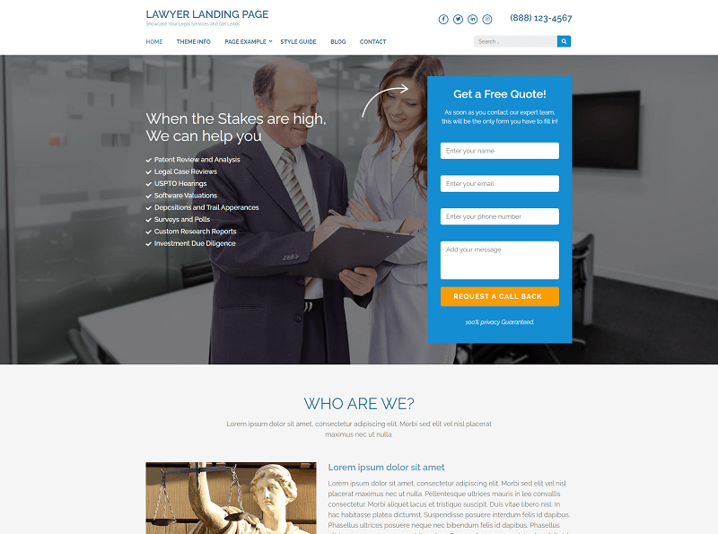 Lawyer Landing Page theme