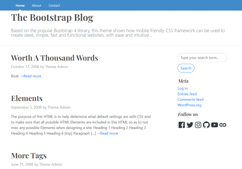 The Bootstrap Blog free WordPress theme