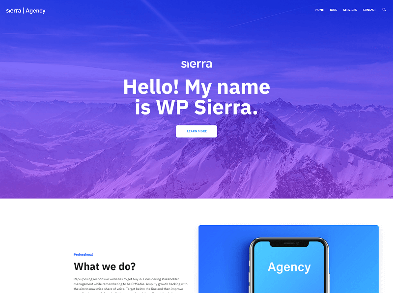 Free fullscreen WordPress theme- WP Sierra