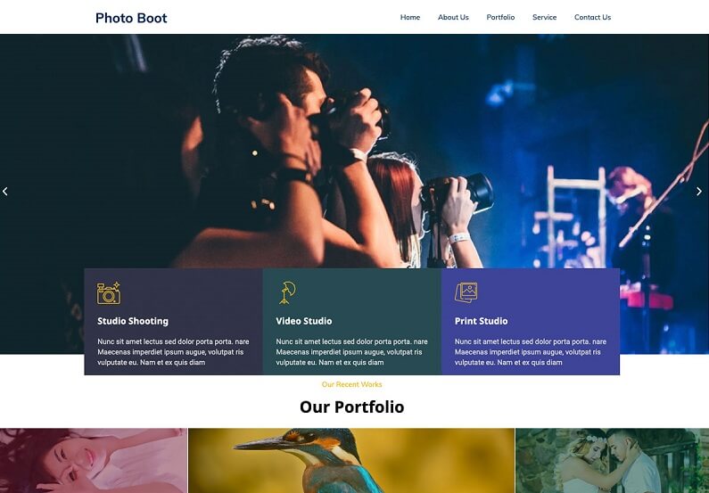 Bootstrap Photography WordPress theme