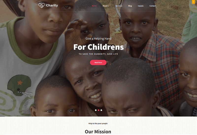 Pin Charity WordPress theme free