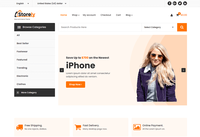 Storely theme Best Free WooCommerce Theme