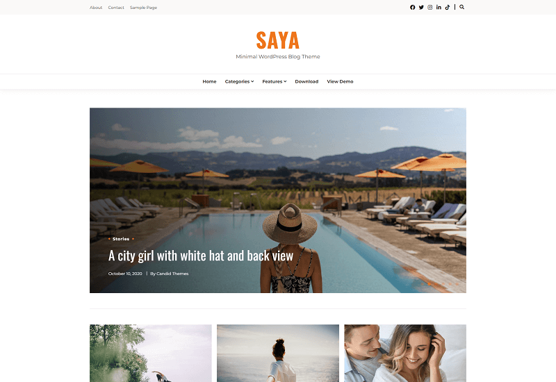 Saya lightweight Theme for WordPress