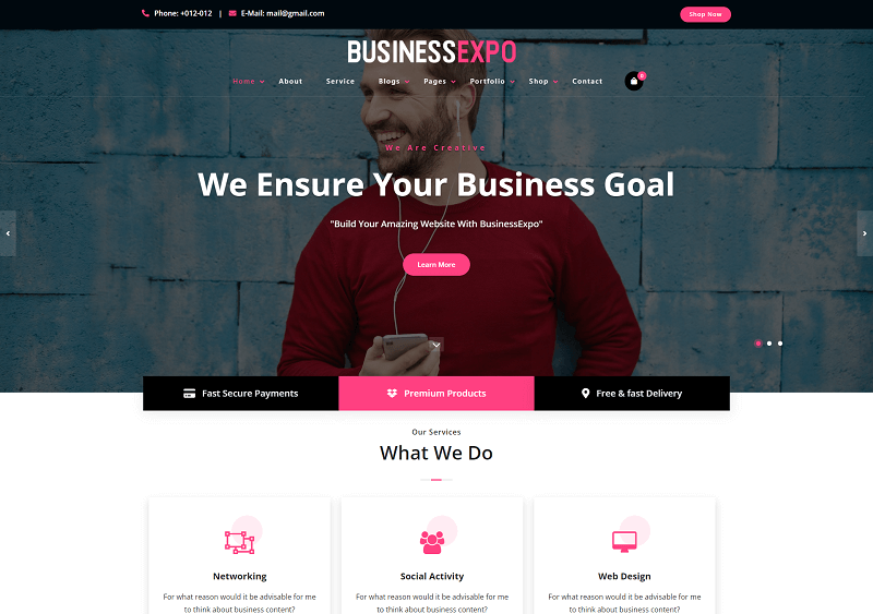 BusinessExpo Free business WordPress theme