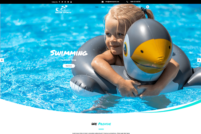 Water Sports Club WordPress Theme