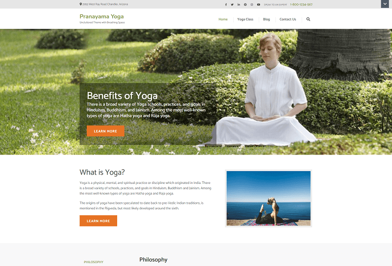 Pranayama Yoga Free Sports WordPress Theme