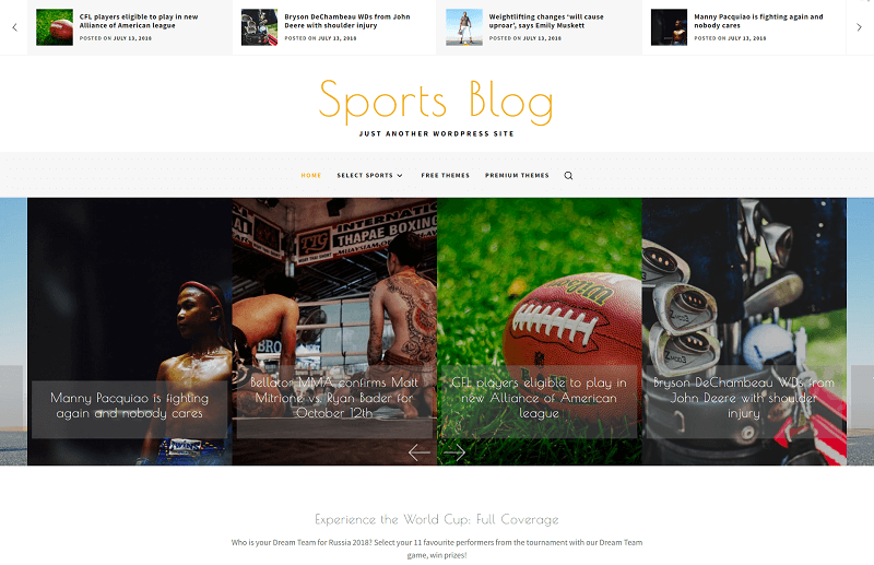 Sports Blog WordPress Theme