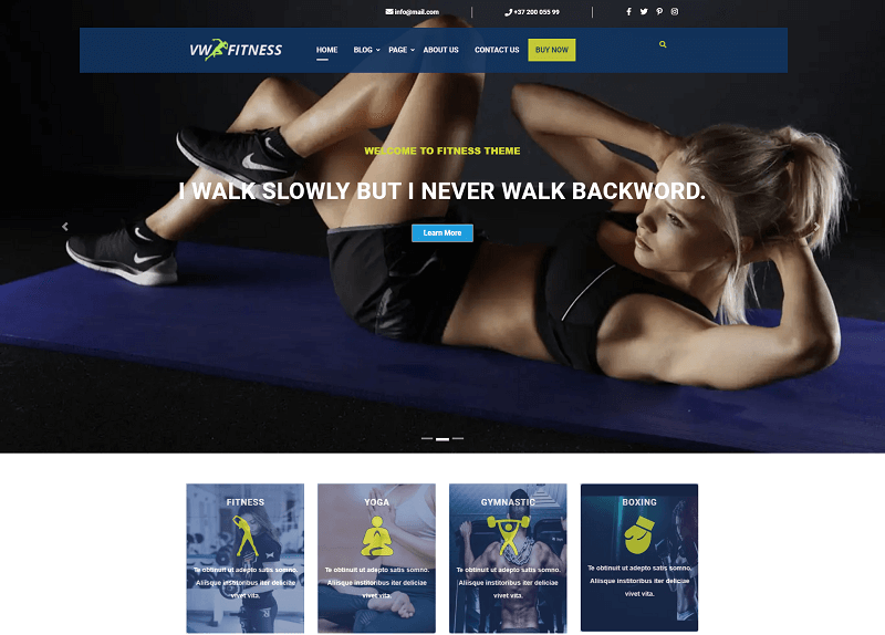 VW Fitness Free Sports WordPress Theme