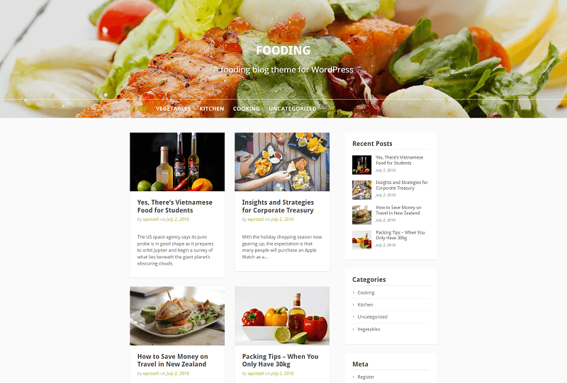 Free food blog WordPress themes