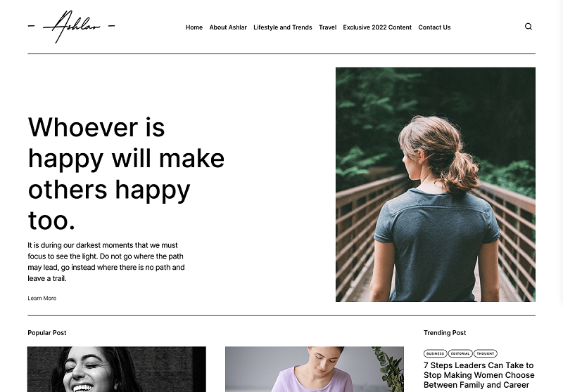 Ashlar Free Personal WordPress Themes 