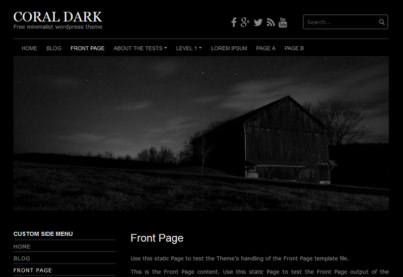 Free dark WordPress theme- Coral dark