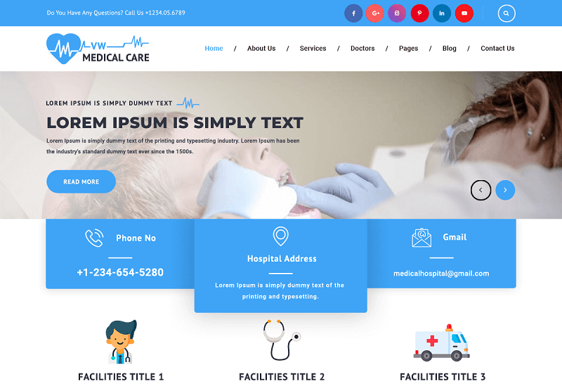 VW Medical Care WordPress theme