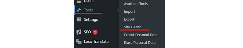 Usage of Site Health