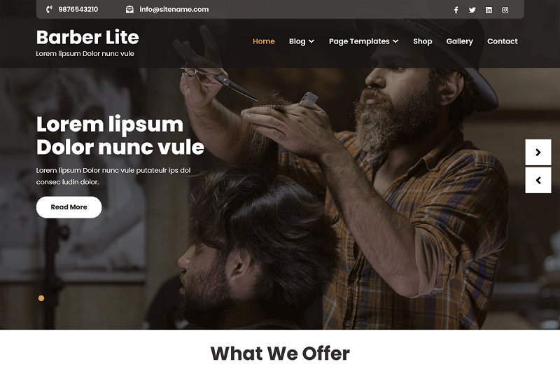 Free Hair salon WordPress theme- Barber Lite