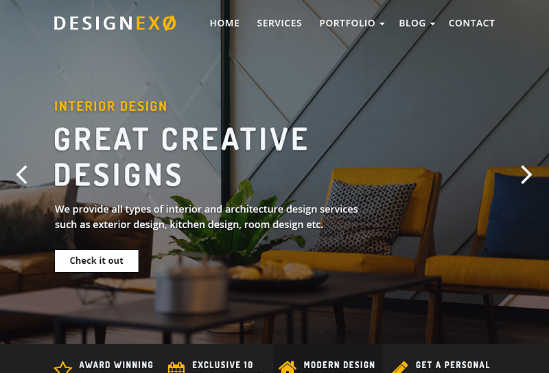 Free interior design WordPress themes