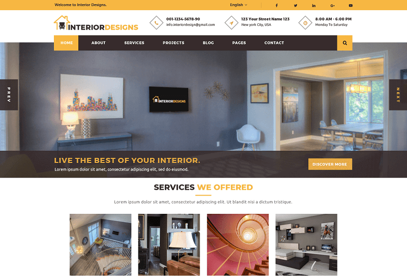 Free interior design WordPress theme- Interior Designs