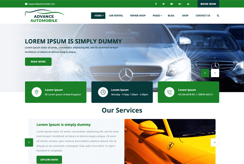 Free Automotive WordPress Theme - Advance Automobile
