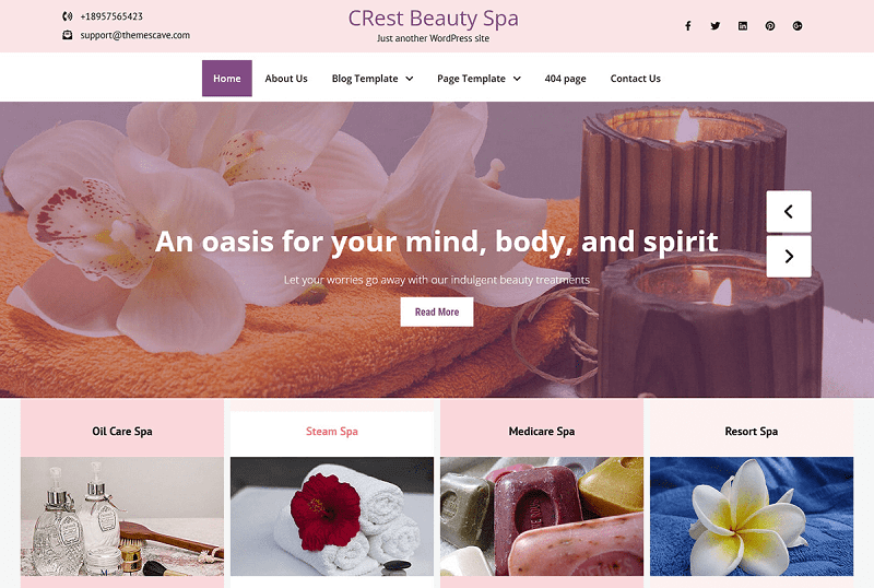 CRest Beauty Spa Lite WP Theme