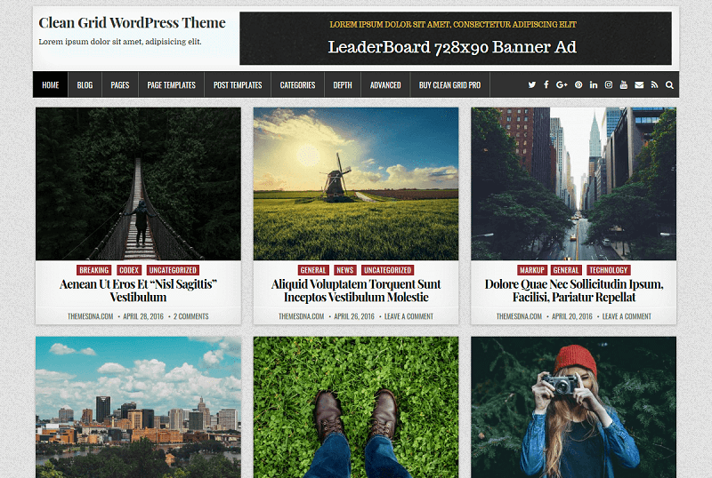 Clean Grid Free Clean WordPress Theme
