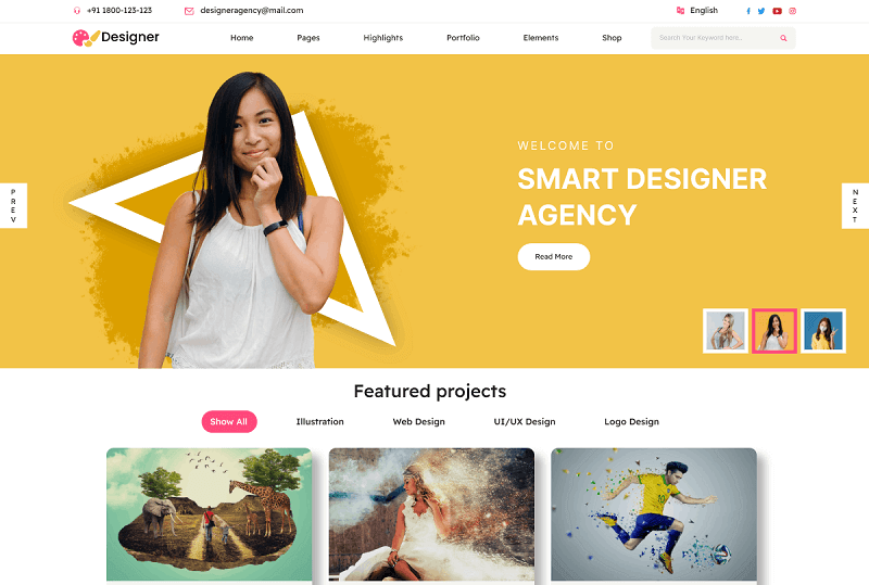 Free WordPress themes for Designer Services