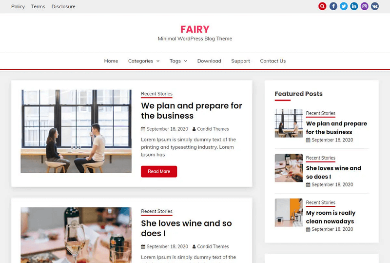 Fairy - Side Menu WordPress Theme