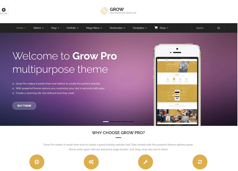 Grow WordPress Theme with Sliders