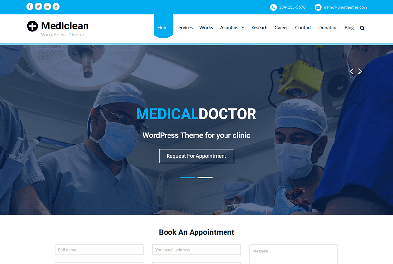 Mediclean Free Clean WordPress Theme