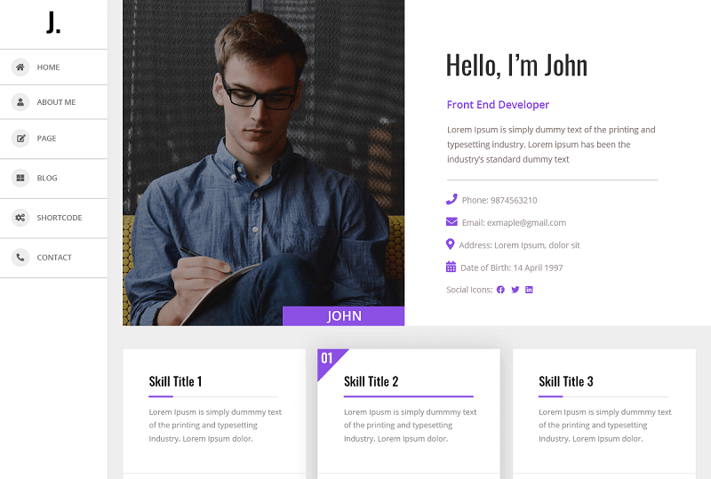 Free resume WordPress theme - My Resume