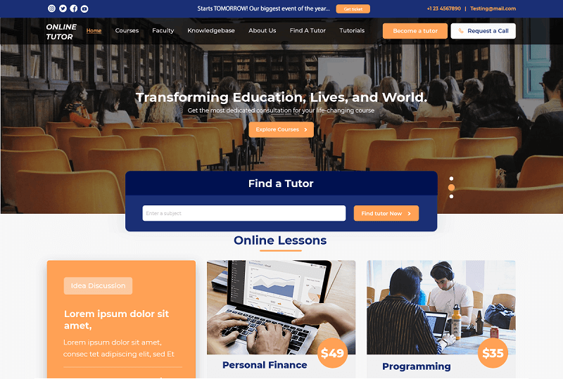 online course WordPress Theme - Online Tutor