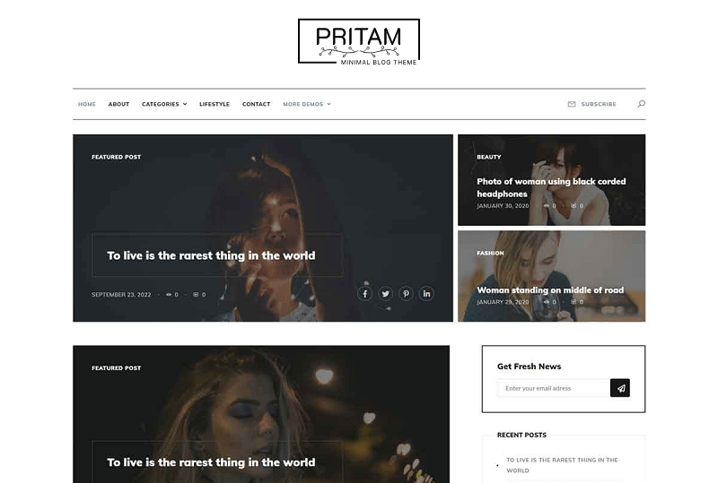 Pritam WordPress Theme with Sliders