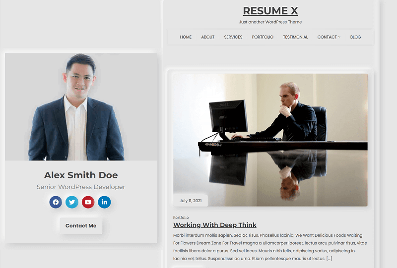 Resume X Wp theme