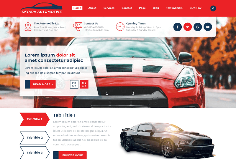 Sayara Automotive WP theme