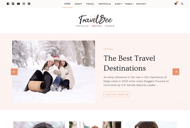 Instagram WordPress theme- Travelbee