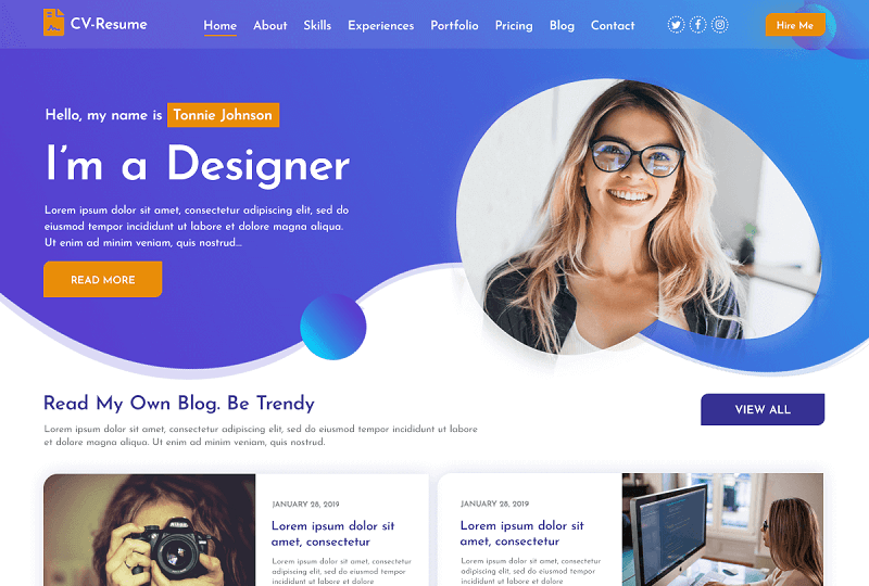 Vcard CV Resume theme