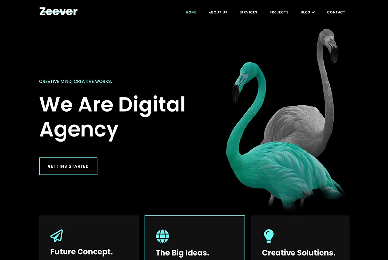 Zeever free WordPress Themes for freelancers