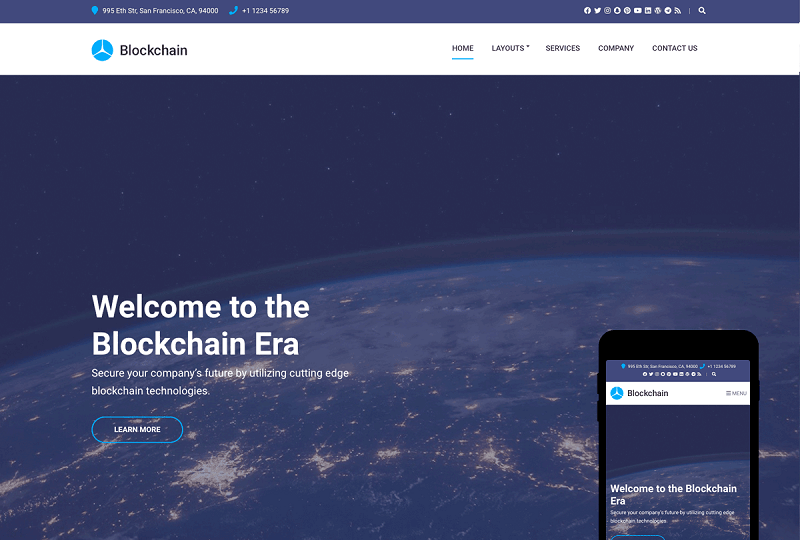 Cryptocurrency WordPress Themes - Blockchain Lite