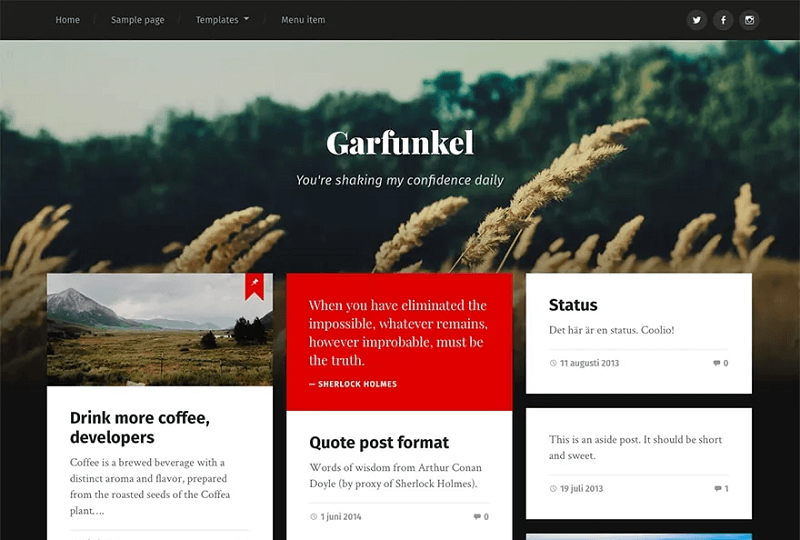 free Pinterest WordPress Theme - Garfunkel