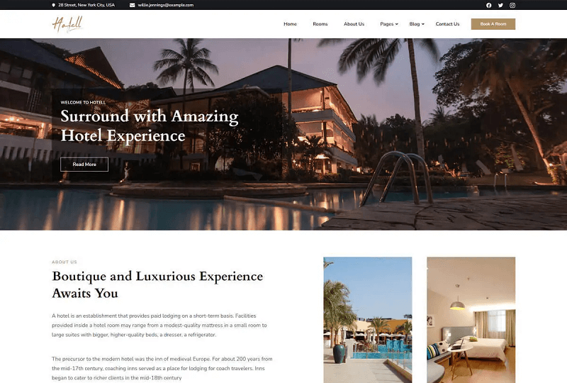 Hotell vacation rental WordPress Theme