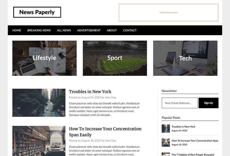 NewsPaperly Editorial WordPress Themes