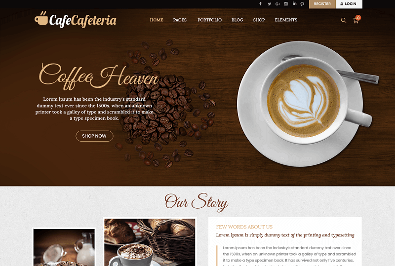 Catering WordPress theme - Cafe Cafeteria