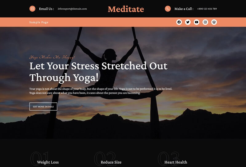 Meditate yoga WordPress Themes