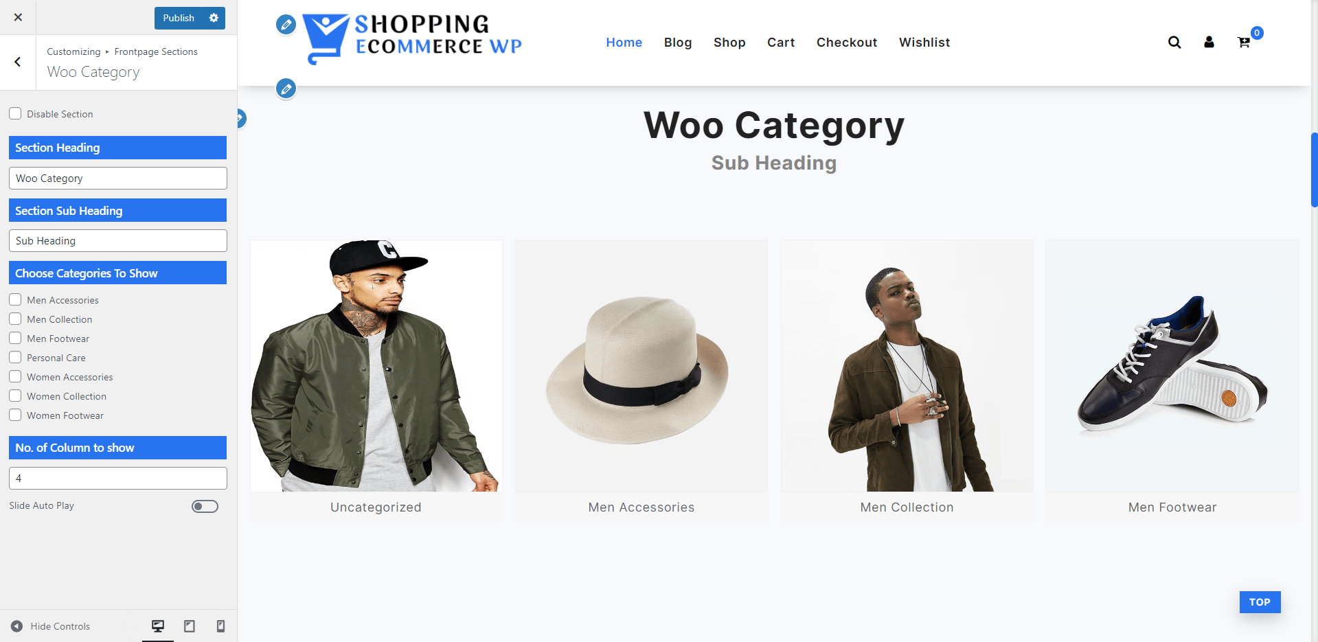 Home Page Woo Category Section