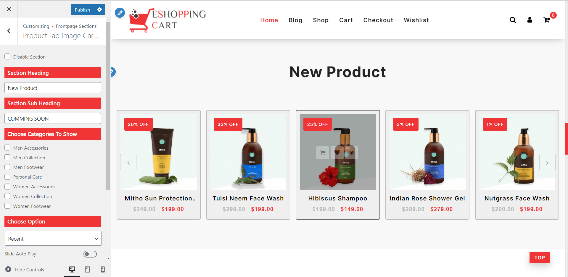 Product Tab Image Carousel Section
